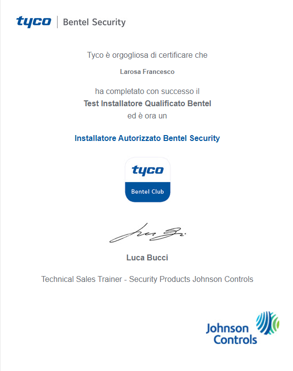 certificato bentel originale 1